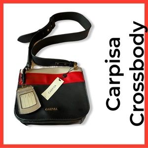 CARPISA Italian Leather Crossbody Bag. Adjustable Belt Strap. Made in italy. NWT